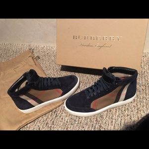 Burberry Navy High Top Sneakers 37.5